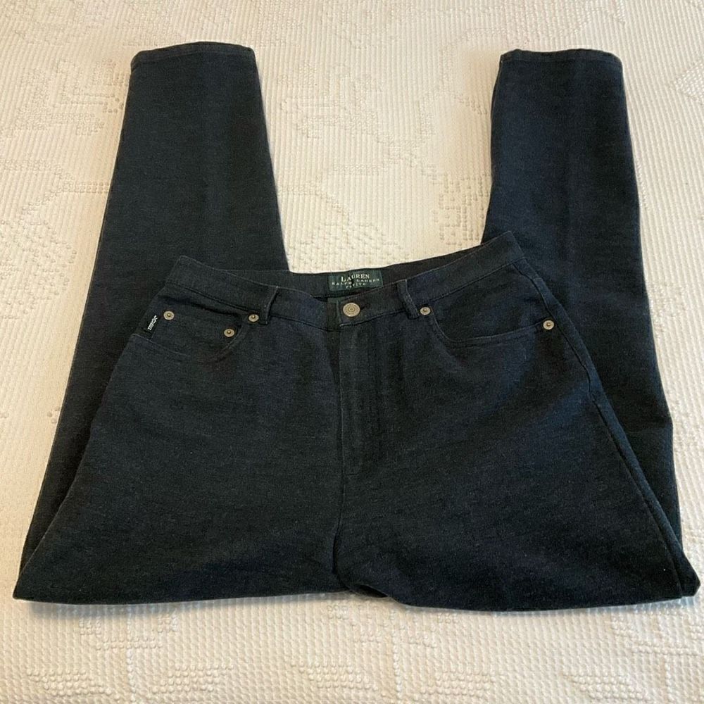 NWOT Lauren Ralph Lauren Charcoal Grey 5 Pocket Pants, 6P. Flannel feel heritage - Picture 5 of 10